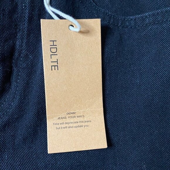 HDLTE Women Wide Denim High Waist Baggy Boyfriend Jeans Black Y2K‎ City SzXS NWT - Picture 4 of 9